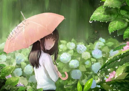 女孩雨伞
