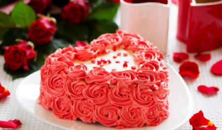 爱心玫瑰情人节蛋糕