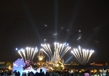 迪士尼梦幻城堡放烟花表演