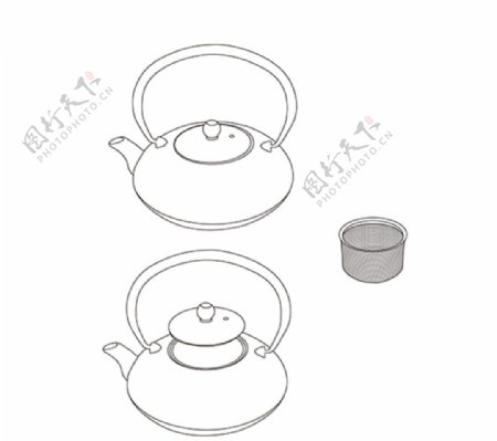 茶壶矢量线描图