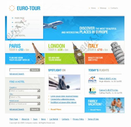 外国蓝色经典设计网页网站