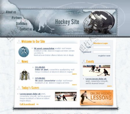 国外冰球类型网页设计模板
