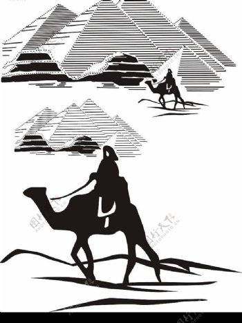 沙漠骑骆驼的人