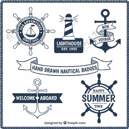 手工绘制的航海徽章