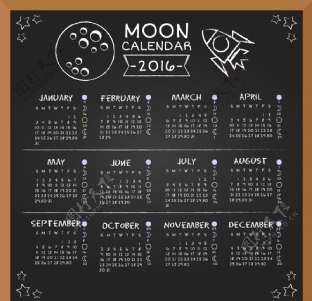 月亮日历2016年黑板