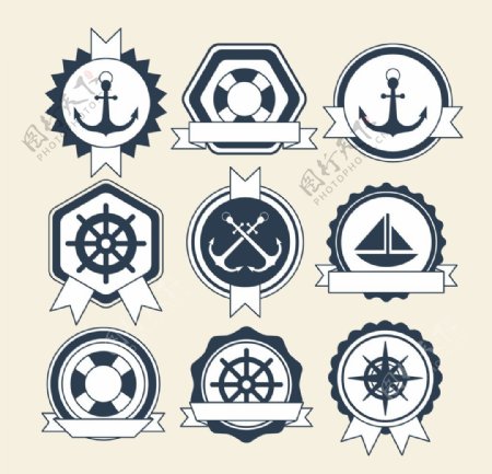 复古的航海徽章