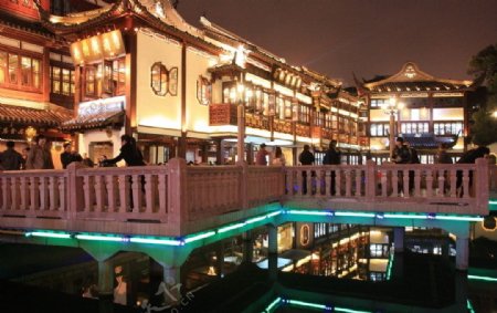 上海城隍庙九曲桥夜景