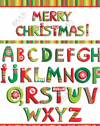 26个圣诞英文字母设计