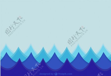 卡通蓝色海浪背景矢量素材
