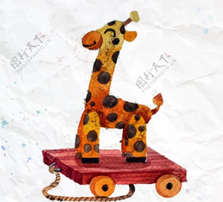 带车轮的长颈鹿玩偶