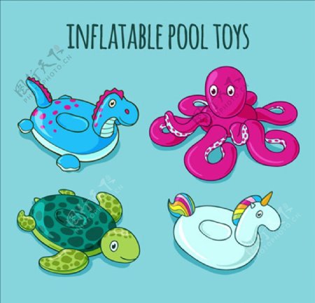 手绘生物充气泳池玩具