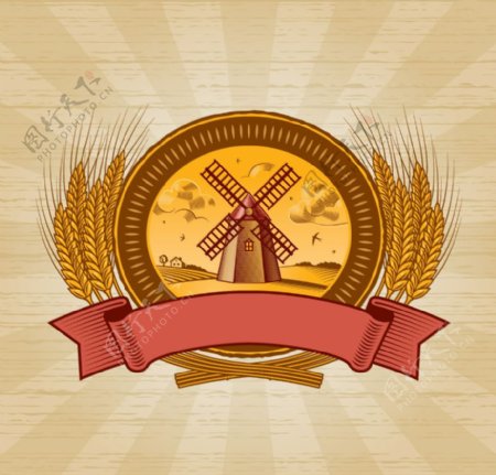 麦穗风车小麦标签