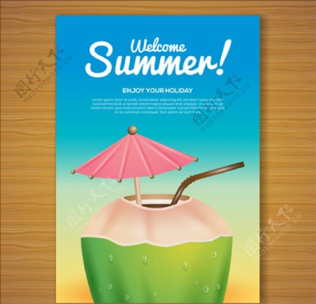 夏季美味的椰子汁海报