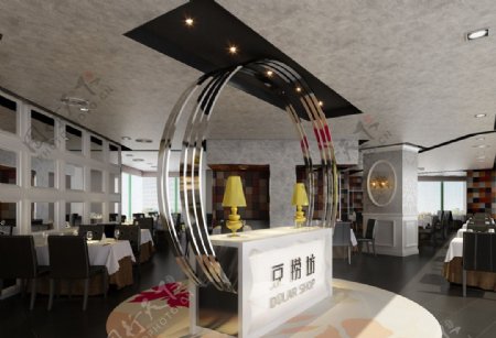 豆捞店餐厅3D效果图模型
