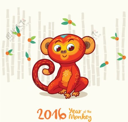 快乐的猴子2016年贺卡