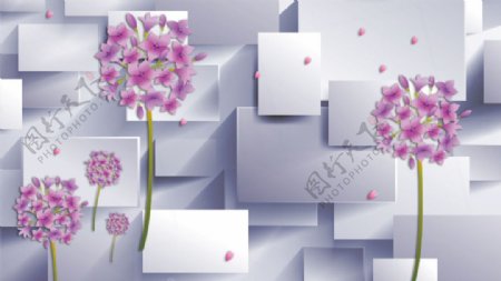 3D背景紫色花