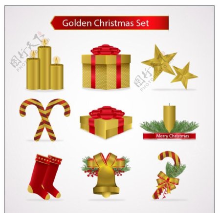 金色的圣诞节图标圣诞节海报