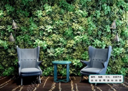 植物墙绿化生态休闲椅