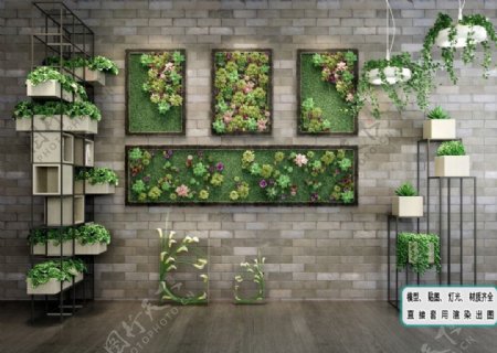 植物墙绿化生态植物画吊灯