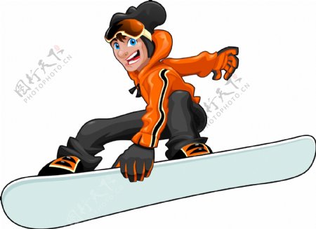 卡通滑雪男运动员