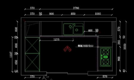 嘉裕公馆厨房橱柜CAD图