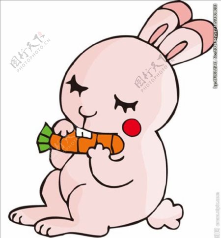 卡通矢量兔子吃萝卜