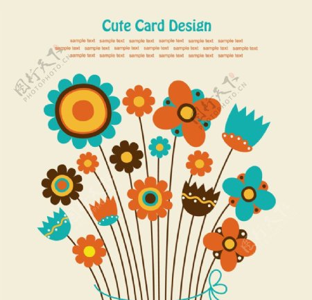 童趣花卉卡片设计矢量素材