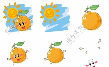 卡通可爱橘子橙子水果太阳