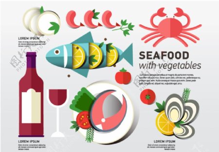 海鲜食品和蔬菜