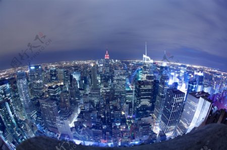 俯瞰美国纽约夜景
