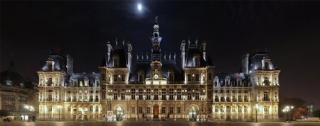 巴黎市政厅广场夜景