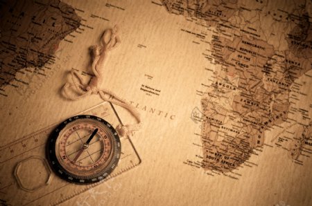 复古航海图指南针