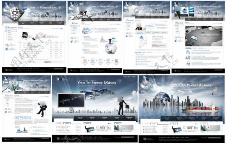 蓝黑色公司商务展示型网站模板