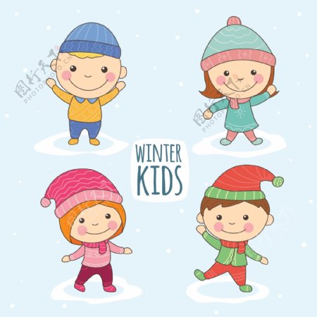 快乐儿童节冬天的孩子