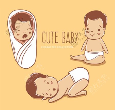 卡通母婴儿童穿尿布的宝宝