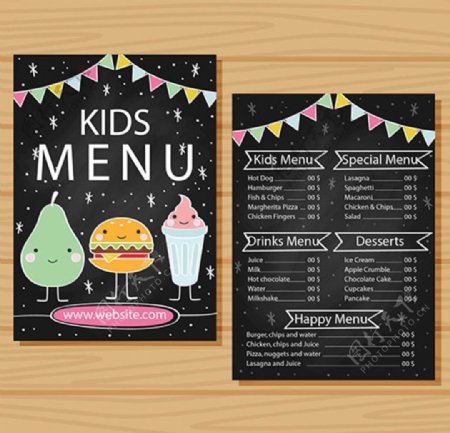 儿童节快乐的孩子餐厅菜单