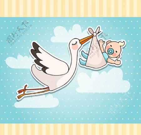 卡通鹳母婴儿童宝宝沐浴卡