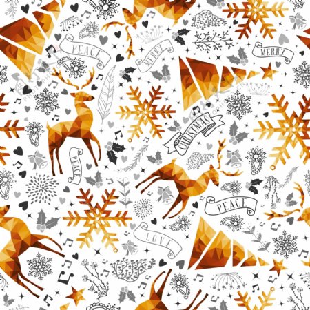 金色圣诞节驯鹿装饰背景矢量素材