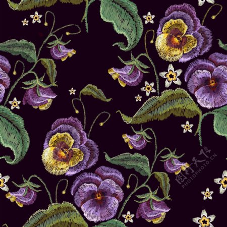 紫色刺绣花纹背景