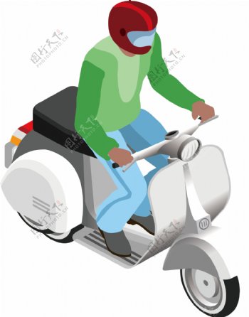 卡通摩托车骑士png免扣元素