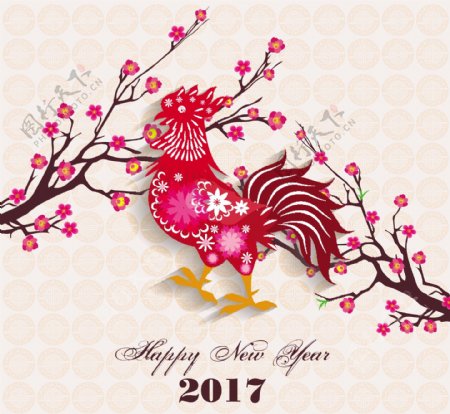 卡通红色中国传统春节剪纸矢量素材