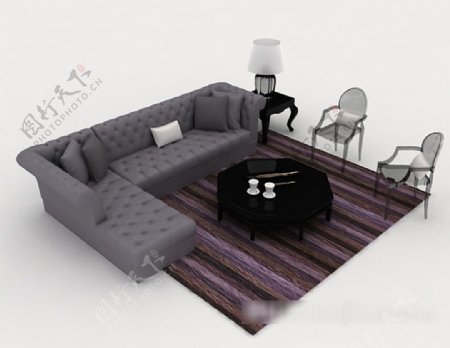 简约灰色组合沙发3d模型下载