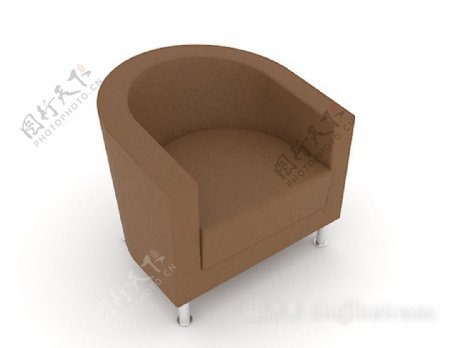 现代浅棕色单人沙发3d模型下载