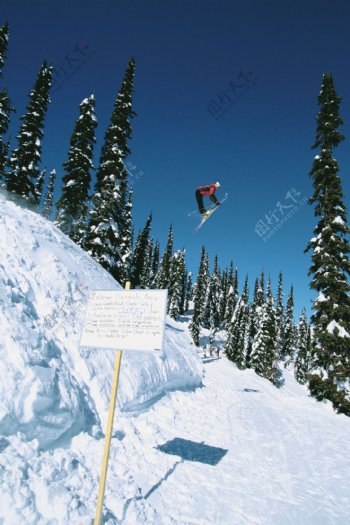 腾空飞跃的滑雪运动员图片
