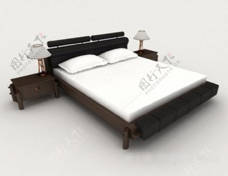 新中式黑色双人床