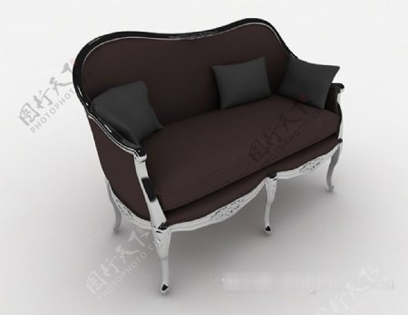 欧式风格简约双人沙发3d模型下载