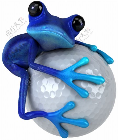 抱着高尔夫球的青蛙图片