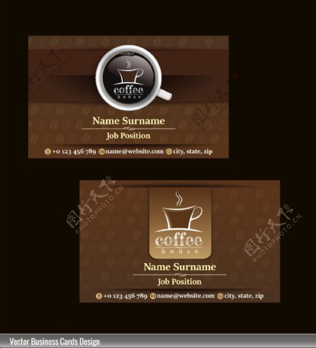 横版卡片精致咖啡名片设计矢量源文件