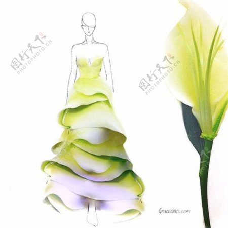 花朵灵感连衣裙设计图