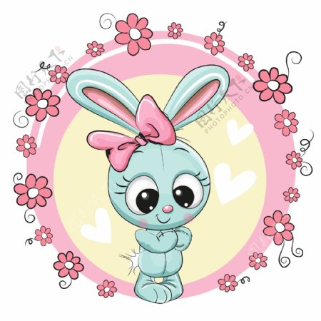 兔子卡通动物插画矢量素材
